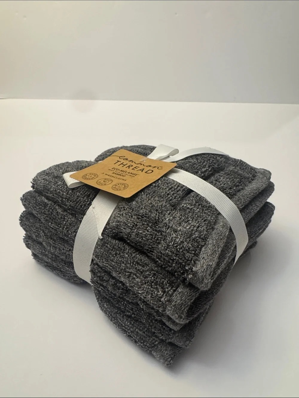 5pc COMMON THREAD Eco-Melange Bamboo/Cotton Bath Wash Towel Set - Heather DKGrey